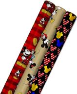 🎁 hallmark disney mickey mouse wrapping paper with cut lines - 3-pack (60 sq. ft. ttl): perfect for birthdays, christmas, hanukkah, baby showers, and more! logo