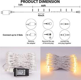 img 3 attached to 🎄 Водонепроницаемые белые рождественские огни - 200 светодиодных мини-лампочек, таймер и 8 режимов, длина до 76 футов, низковольтное тёплое белое освещение для елки, свадебной вечеринки, украшения комнаты - для использования в помещении или на открытом воздухе.