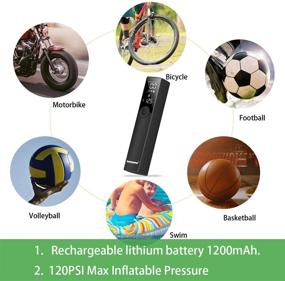 img 3 attached to 🚴 Digital LCD Portable Air Compressor Inflator with LED Light - Handheld Tire Pump for Bicycles, Motorcycles, Sports Ball, and More
