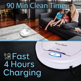img 2 attached to 🤖 Pure Clean Automatic Robot Vacuum Cleaner: Lithium Battery 90 Min Run Time, Self Path Navigation, Self Detects Stairs, Pet Hair & Allergies - Robotic Home Cleaning for Carpet, Hardwood & Tile Floor