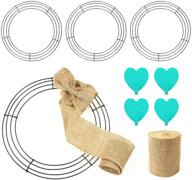 🎄 4 pack wire wreath frame 12 inch metal form with hooks and burlap - perfect for christmas, new year, valentine's, and wedding decorations логотип