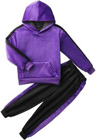 img 4 attached to Active Girls' Velour Tracksuit Jogging Sweatsuits - Clothing for Girls