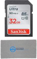 📸 память sandisk sd ultra на 32 гб совместима с камерой без зеркала canon eos m200, m100, m50, m5, m6 + набор микрофибра логотип