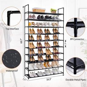 img 1 attached to 👠 APICIZON 10 Tiers Shoe Rack: Space-Saving 50 Pairs Storage Organizer for Closet, Entryway, Garage - Stackable, Freestanding, Black