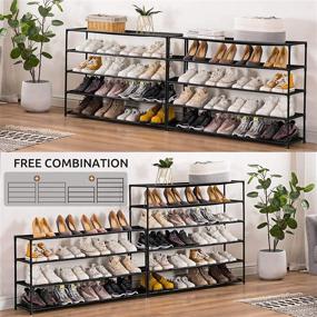 img 2 attached to 👠 APICIZON 10 Tiers Shoe Rack: Space-Saving 50 Pairs Storage Organizer for Closet, Entryway, Garage - Stackable, Freestanding, Black