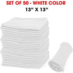 img 2 attached to 🧼 Talvania White Cotton Shop Towels – Pack of 50 Reusable Cleaning Rags – Durable Quality Towel – Soft & Smooth – Super Absorbent Shop Rags 13"x13" – Machine Washable – Suitable for All Purposes
