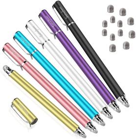 img 4 attached to 🖊️ Stylus Pens for Touch Screens (6 Pcs) - 2 in 1 Fiber Tip Capacitive Stylus for iPad, iPhone, Samsung Galaxy - High Sensitivity with Extra Replaceable Tips