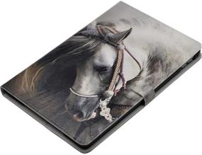 img 2 attached to 🐎 TPACC Case 9.7 iPad 2018/2017 5th / 6th Generation & iPad Air 1 Leather Folding Protective Stand Cover with Multi-Angle Viewing (A1893, A1954, A1823, A1822, A1474, A1475, A1476), Elegant Horse Side View