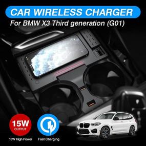 img 3 attached to 📱 FIILINES Wireless Car Charger for BMW X3 X4 2018-2021: 15W Faster Charging + USB Port, Smart Phone Charging Pad (Not for iPhone 12 Series)