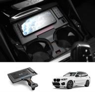 📱 fiilines wireless car charger for bmw x3 x4 2018-2021: 15w faster charging + usb port, smart phone charging pad (not for iphone 12 series) logo