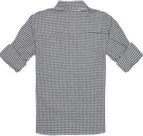 img 1 attached to 👕 Bienzoe Cotton Plaid Button Down Sports Shirts with Roll Up Sleeves for Boys