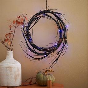 img 3 attached to 🍂✨ MENGNAN 6FT Fall Halloween Vine Fairy Lights: 48 Orange and Purple Bi-Color Lights, Glittered Garland String Lights for Indoor Halloween Party Decor. Battery Operated Autumn Lights!