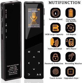 img 3 attached to Advanced Digital Voice Recorder with Touch Screen - Aomago 16GB 1536 Kbps: Perfect for Meetings, Lectures, and Interviews. High-Quality Audio Recording, Voice Activation, Variable Speed Playback