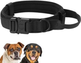 img 4 attached to 🐾 Tactical Dog Collar – Adjustable Military Training Nylon Dog Collar for Medium to Large Dogs | Control Handle, Heavy Duty Metal Buckle and Patch Panel Included