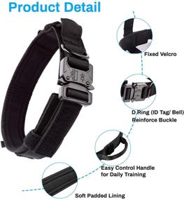 img 3 attached to 🐾 Tactical Dog Collar – Adjustable Military Training Nylon Dog Collar for Medium to Large Dogs | Control Handle, Heavy Duty Metal Buckle and Patch Panel Included