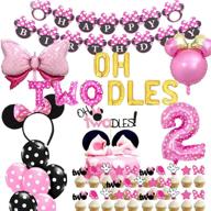 🎈 oh twodles balloons minnie 2nd birthday cake topper, 2nd mouse banner, party supplies decorations, photo prop for girl baby birthday логотип