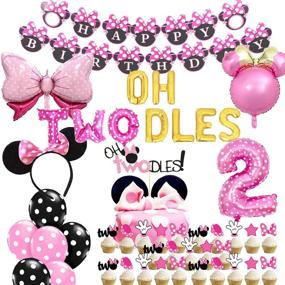 img 4 attached to 🎈 Oh Twodles Balloons Minnie 2nd Birthday Cake Topper, 2nd Mouse Banner, Party Supplies Decorations, Photo Prop for Girl Baby Birthday