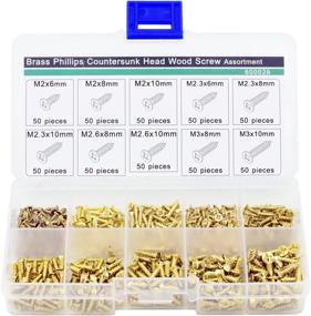 img 4 attached to 🔩 500-Pack Gold Brass Wood Screw Assortment Kit with Countersunk Head