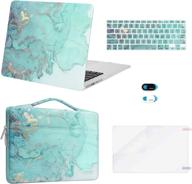 🎨 mosiso green watercolor marble macbook air 13 inch case bundle (2010-2017 release) - hard shell, sleeve bag, keyboard cover, webcam cover, screen protector logo