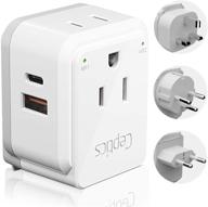 🔌 israel & jordan power plug adapter by ceptics - secure dual usb & usb-c 3.1a - 2 usa socket - compact & powerful - suitable for use in jerusalem, palestine, uae - includes type h, type c, type g swadapt attachments logo