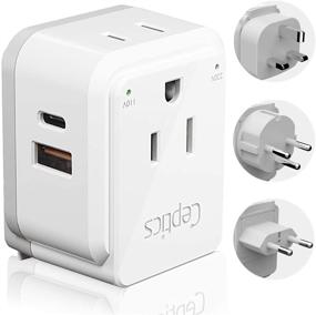 img 4 attached to 🔌 Israel & Jordan Power Plug Adapter by Ceptics - Secure Dual USB & USB-C 3.1A - 2 USA Socket - Compact & Powerful - Suitable for Use in Jerusalem, Palestine, UAE - Includes Type H, Type C, Type G Swadapt Attachments