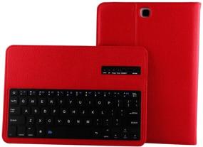 img 3 attached to 🔴 Lrufodya Keyboard Case for Samsung TabA 8.0 T350 - 2015 Model Tablet (SM-T350/SM-T355C/SM-P350/SM-P355C) - Detachable Wireless Keyboard Stand Cover in Red PU Leather