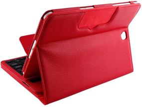 img 2 attached to 🔴 Lrufodya Keyboard Case for Samsung TabA 8.0 T350 - 2015 Model Tablet (SM-T350/SM-T355C/SM-P350/SM-P355C) - Detachable Wireless Keyboard Stand Cover in Red PU Leather