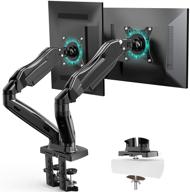 🖥️ am alphamount dual monitor mount stand: height adjustable/tilt/swivel/rotation for 2 monitors, vesa mount with clamp grommet mounting base - fits 27 inch screens logo