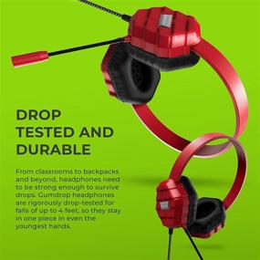 img 1 attached to Gumdrop Droptech USB B2 Over-Ear Rugged Headset with Chew-Proof Cord, Microphone, Wired USB Audio Connector for Students - Chromebook Compatible (75 db/110 db/32ohms) (USB Headset, Red)