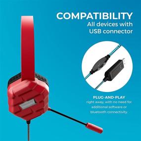 img 3 attached to Gumdrop Droptech USB B2 Over-Ear Rugged Headset with Chew-Proof Cord, Microphone, Wired USB Audio Connector for Students - Chromebook Compatible (75 db/110 db/32ohms) (USB Headset, Red)