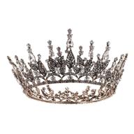 👑 sparkling sweetv baroque queen crown: rhinestone wedding crown, black tiara costume party accessories for birthday prom logo