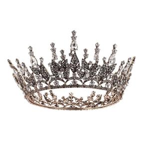 img 4 attached to 👑 Sparkling SWEETV Baroque Queen Crown: Rhinestone Wedding Crown, Black Tiara Costume Party Accessories for Birthday Prom