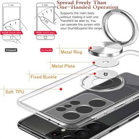 img 1 attached to 📱 Clear Crystal Case with Ring Holder Kickstand for Galaxy S21 Ultra 6.8 Inch - Support Car Mount - Soft TPU Bumper - Transparent Protective Cover - Slim and Flexible - Clear