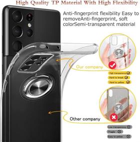 img 3 attached to 📱 Clear Crystal Case with Ring Holder Kickstand for Galaxy S21 Ultra 6.8 Inch - Support Car Mount - Soft TPU Bumper - Transparent Protective Cover - Slim and Flexible - Clear