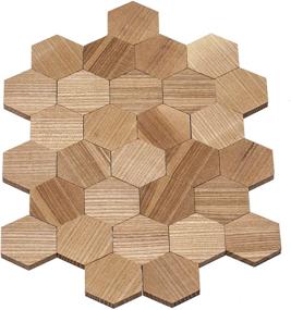 img 2 attached to 🔲 Pack of 30 Unfinished Wood Mosaic Tiles - 1.54" Hexagon Cutout Shapes