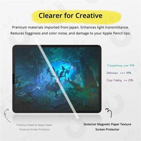 img 2 attached to 📱 Premium Siotector Detachable Magnetic Paper Texture Screen Protector for iPad Pro 11 Inches (2018, 2020, 2021) and iPad Air 10.9 Inches - Enhanced PET Matte Film, Removable & Reusable