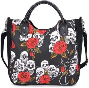 img 4 attached to 💀 Edgy Fashion Skull Studded Women's Handbags & Wallets: Crossbody Shoulder with Ample Capacity and Trendy Style