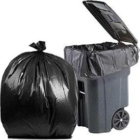 img 1 attached to 🗑️ 64 Gallon Garbage Bags by PlasticMill: Black, 1.5 Mil Thickness, 50x60 Size - Pack of 50 Bags