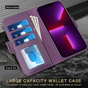 img 1 attached to 📱 FYY iPhone 13 Pro 5G Case: Genuine Leather Wallet Phone Case with Card Holder - Purple & Wine Red