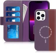 📱 fyy iphone 13 pro 5g case: genuine leather wallet phone case with card holder - purple & wine red logo