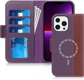 img 4 attached to 📱 FYY iPhone 13 Pro 5G Case: Genuine Leather Wallet Phone Case with Card Holder - Purple & Wine Red