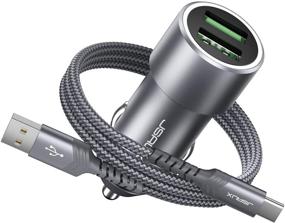 img 4 attached to 🚗 JSAUX Car Charger 36W: Fast Charging, Dual USB QC 3.0, All Metal Design - Compatible with Samsung Galaxy, iPhone - Grey