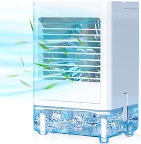 img 4 attached to Portable Air Conditioner with Rechargeable Battery - 5000mAh, 800ml Water Tank, 3 Speeds, 1/2/4/8H Timer - Ideal for Home Office Bedroom Cooling