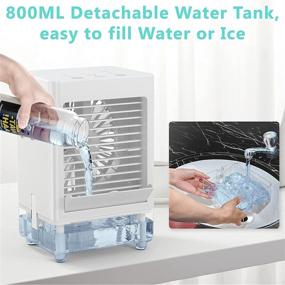 img 3 attached to Portable Air Conditioner with Rechargeable Battery - 5000mAh, 800ml Water Tank, 3 Speeds, 1/2/4/8H Timer - Ideal for Home Office Bedroom Cooling