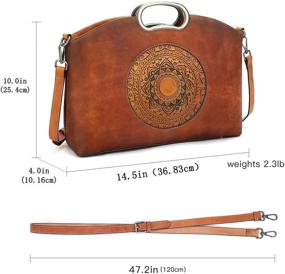 img 2 attached to 👜 Genuine Leather Handbags for Women: Arctic Hunter Organizer Crossbody Bag, Large Satchel Vintage Embossing Totem Shoulder Bag in Brown