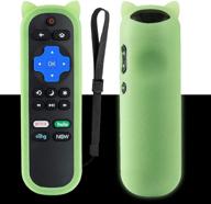 📺 sharp roku tv replacement remote + luminescence green silicone cover - shockproof protective case included logo