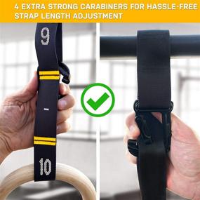 img 2 attached to Enhanced Double Circle Numbered Straps with Quick Adjust for Gymnastic Rings - Carabiner Hook System, Exercise Videos Guide, Full Body Workout, Cross-Training, and Home Gym (Straps Only)