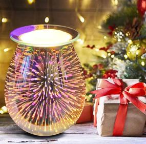 img 4 attached to 🎆 Fireworks 3D Glass Electric Wax Melt Warmer - Attractive Design for Scented Wax Home Office Decor - Air Freshener and Melter by KalasKorner