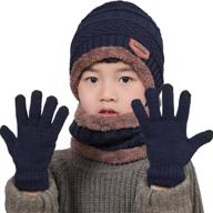 🧣 stay warm with wilker winter beanie screen mittens: boys' cold weather accessories logo