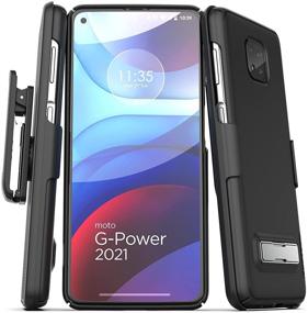 img 4 attached to Black Slimline Belt Case with Kickstand for Moto G Power 2021 - Ultra Thin Protective Cover & Holster Clip